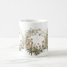 Vintage Floral Wreath Mugs - Elegante Botânico