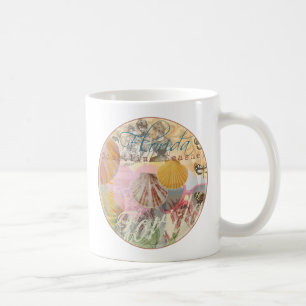 Caneca De Café Vintage Florida Viagem Beach Shells Art Impressão