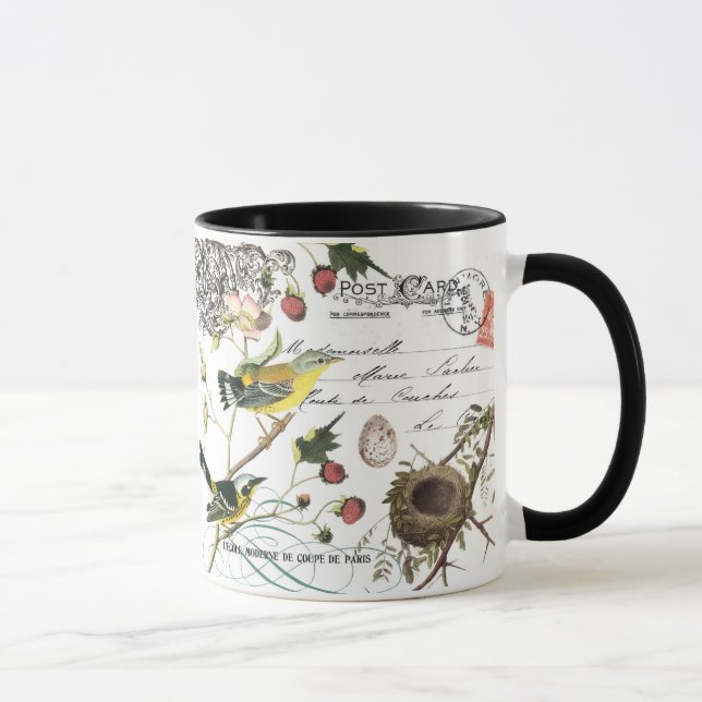 Caneca de café Vintage French Birds (Direita)