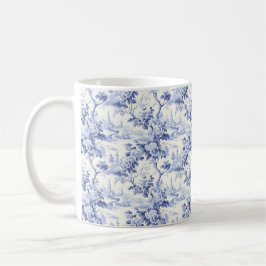 Caneca De Café Vintage French Floral Toile Blue