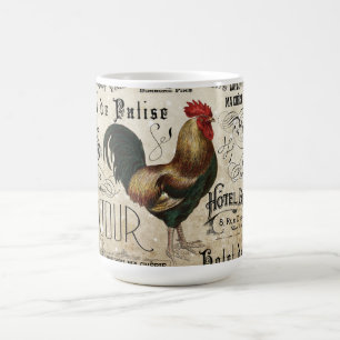 Caneca De Café Vintage French Rooster de Paris Collage
