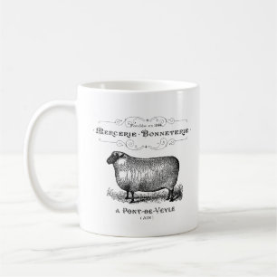 Caneca De Café Vintage French Sheep Typoografia Farmhouse Russo  