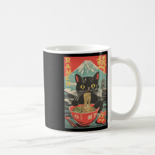 Caneca De Café Vintage Funny Cat Ramen Anime Gato Gráfico Japonês
