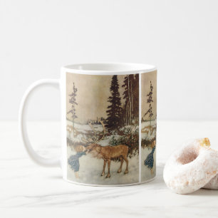Caneca De Café Vintage Gerda e o Reindeer de Edmund Dulac