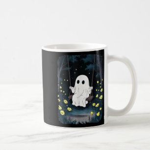 Caneca De Café Vintage Ghost Swing In Forest Night Halloween F