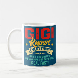 Caneca De Café Vintage Gigi Sabe Tudo Que As Mulheres Engraçam