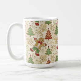 Caneca De Café Vintage Gingerbird Man & Christmas Trees