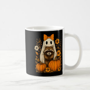 Caneca De Café Vintage Halloween Ghost Holding Raccoon Groovy Flo