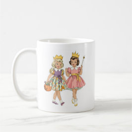 Caneca De Café Vintage Halloween Retro Kids in Princess Costume