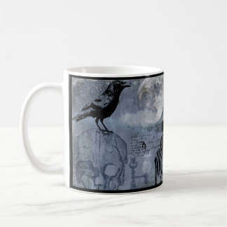 Caneca De Café Vintage Halloween Skull e Crow Customize