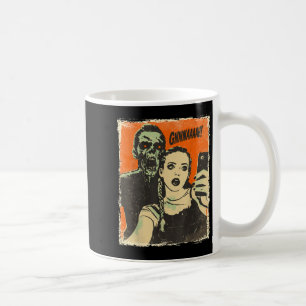 Caneca De Café Vintage Horror Cômico Zombie Selfie Creepy Cute Ha