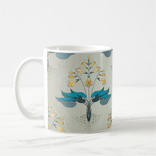 Caneca De Café Vintage hosta, padrão floral moderno.