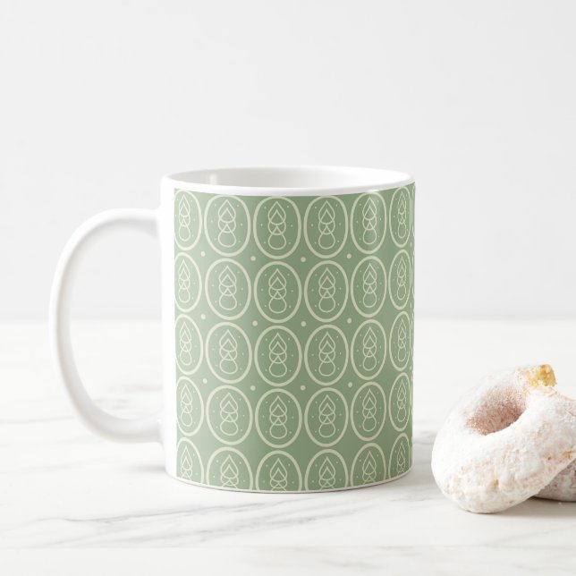 Caneca De Café Vintage Impressão Cerâmica Sage Green  (Com Donut)