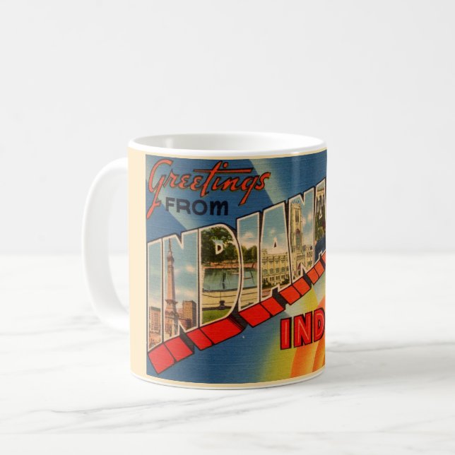 Caneca De Café Vintage Indianapolis, IN Mug (Frente Esquerda)