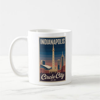 Caneca De Café Vintage Indianapolis Indiana Retro Cityscape Trave