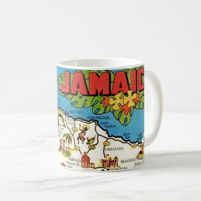 Caneca De Café Vintage Jamaica Map Mug (Frente Esquerda)