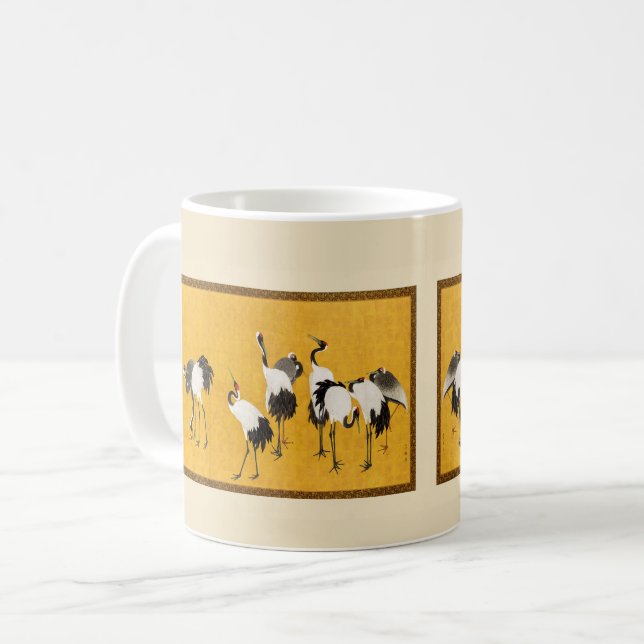 Caneca De Café Vintage Japonês Crane Art (Frente Esquerda)