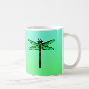 Caneca De Café Vintage Japonês Dragonfly, esmeralda verde
