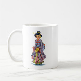 Caneca De Café Vintage Japonesa em Kimono