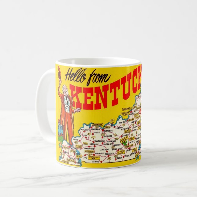 Caneca De Café Vintage Kentucky Map Mug (Frente Esquerda)