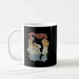 Caneca De Café Vintage Killer Whale Art 80s Retro Orca Whale Silh