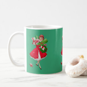 Caneca De Café Vintage Lady 1950 Natal