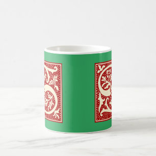 Caneca De Café Vintage - Letra S Monograma Vermelho Inicial