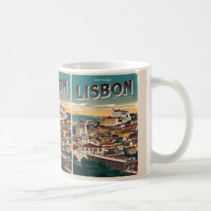 Caneca De Café Vintage lisbon portugal viagem presentes e souveni