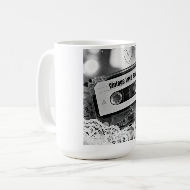 Caneca De Café Vintage Love Static (Frente Esquerda)