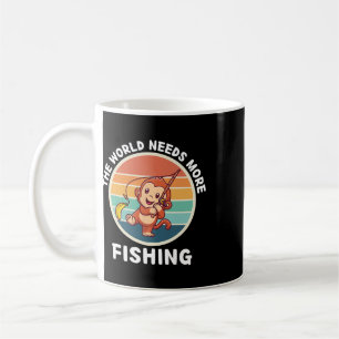 Caneca De Café Vintage Macaco Fofo O Mundo Precisa de Mais Pescar