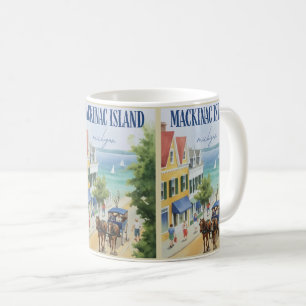 Caneca De Café Vintage Mackinac Island Michigan com o presente Fl