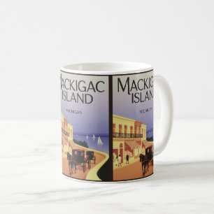 Caneca De Café Vintage Mackinac Island Michigan com o presente Fl