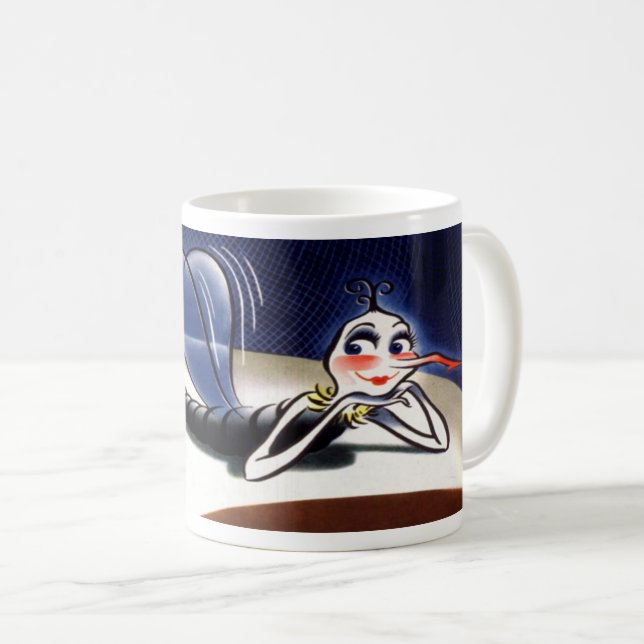 Caneca De Café Vintage Madam Malaria Mosquito (Frente Esquerda)