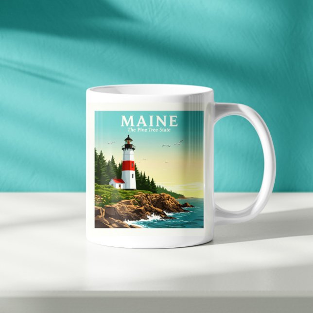 Caneca De Café Vintage Maine (Criador carregado)