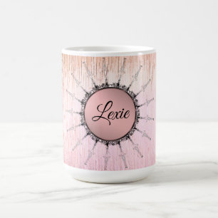Caneca De Café Vintage Mandala sobre o vidro de Fosco rosa-pêsse