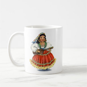 Caneca De Café Vintage mexicana Tradicional Vestida