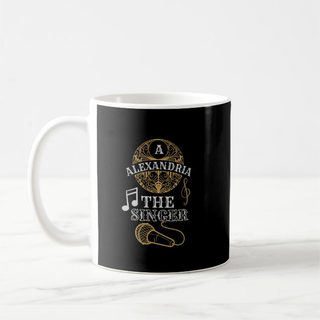 Caneca De Café Vintage Monograma - microfone musical engraçado (Esquerda)