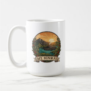 Caneca De Café Vintage Monte Rinjani Indonésia Vulcão Retro