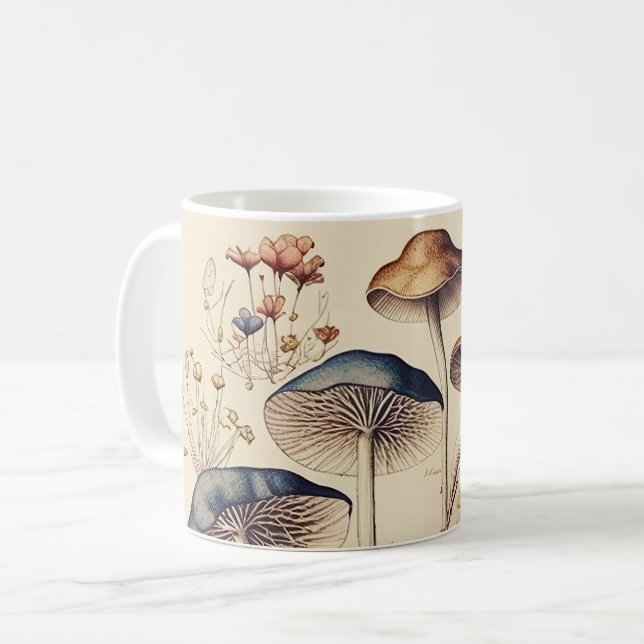 Caneca De Café Vintage Mushroom Naturalist (Frente Esquerda)