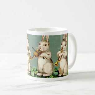 Caneca De Café Vintage Music Easter Bunny - Arte Animal Whimsic