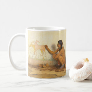 Caneca De Café Vintage Native American, artista indiano por Couse