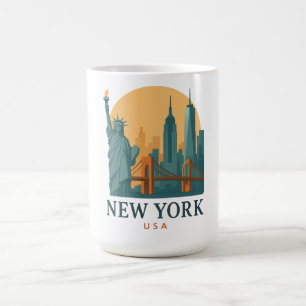 Caneca De Café Vintage Nova York – Viagem Minimalista