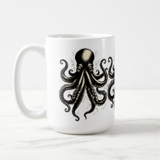 Caneca De Café Vintage Octopus Curious Tentacles Ink Illustration