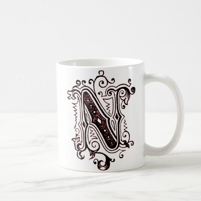 Caneca De Café Vintage Ornamental 'N' - Mug (Direita)