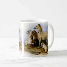 Caneca De Café Vintage painting of five cute dogs