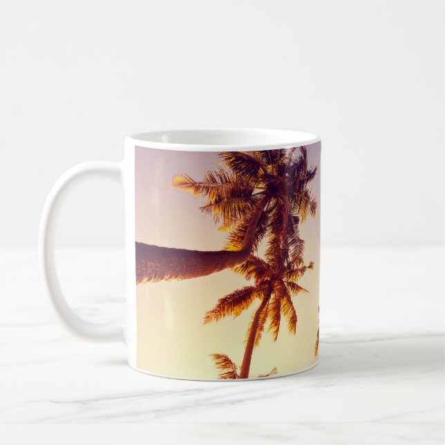 Caneca De Café Vintage Palm Trees Blue Sky (Esquerda)