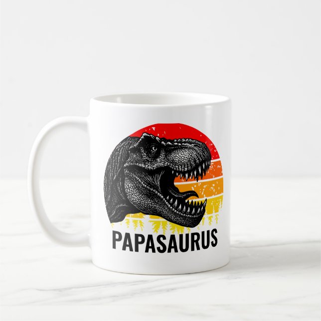 Caneca De Café Vintage Papasaurus T-rex Sunset (Esquerda)