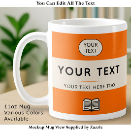 Caneca De Café Vintage Paperback Layout Custom Name Title Orange