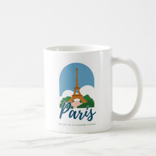 Caneca De Café Vintage Paris Cityscape, Retro Paris France Viagem