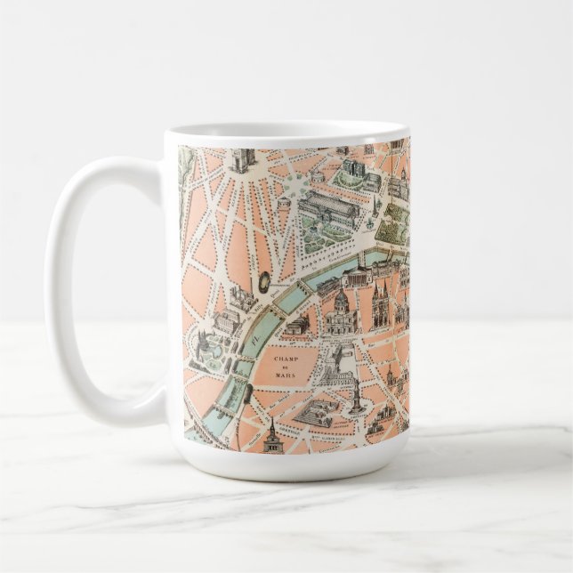 Caneca De Café Vintage Paris Mapa Café Mug (Esquerda)